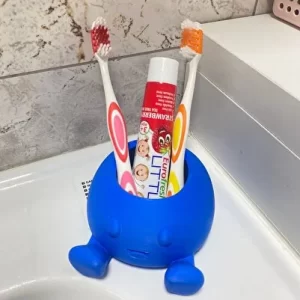 Devotech Çocuklar İçin Mavi Diş Fırçalık ve Diş Fırçası Kabı Hijyenik Banyo Organizer