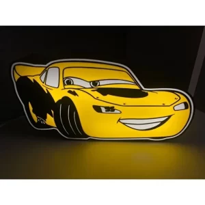 Devotech Şimşek Mcqueen Araba Led Işıklı Lightbox Masa Lambası Sarı
